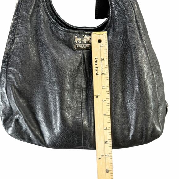 Coach Madison Maggie Shoulder Bag Black Pebbled Leather Designer Hobo Purse - Picture 15 of 16